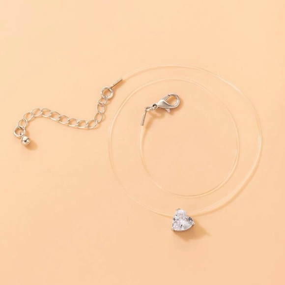 Cubic Zirconia Heart Charm Necklace - Picture 5 of 5